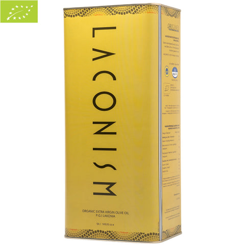 Bio natives Olivenöl extra Laconism 5L Kanister von Origenes, griechisches Olivenöl – GReat Taste – Vorderansicht