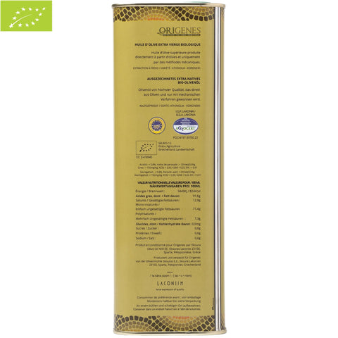 Bio natives Olivenöl extra Laconism 5L Kanister von Origenes, griechisches Olivenöl – GReat Taste – Seitenansicht