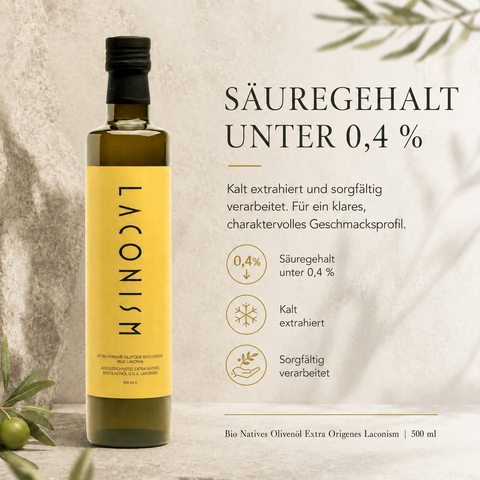 Bio Natives Olivenöl Extra Origenes Laconism 500 ml – aus Lakonien, Griechenland