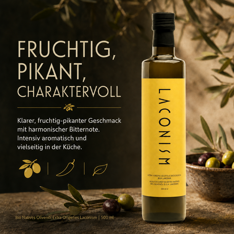 Bio Natives Olivenöl Extra Origenes Laconism 500 ml – aus Lakonien, Griechenland