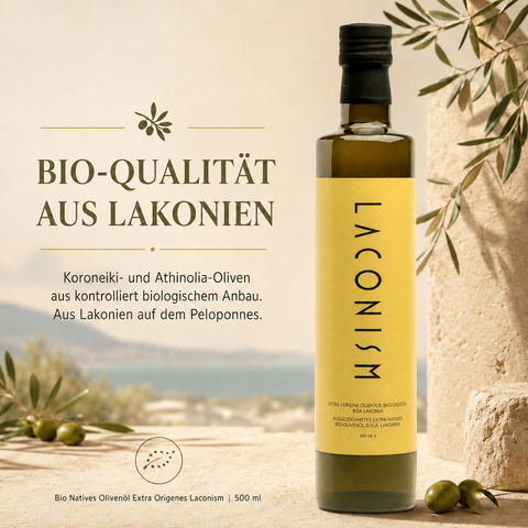 Bio Natives Olivenöl Extra Origenes Laconism 500 ml – aus Lakonien, Griechenland
