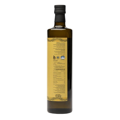 Nährwertangaben auf der Flasche Origenes Laconism Bio Natives Olivenöl Extra 750 ml